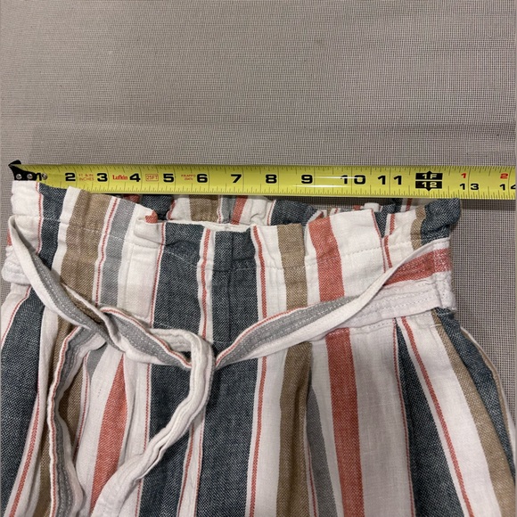 Madewell Huston Linen Blend Pull-On Striped Crop Pants Women's Size M - Picture 6 of 14